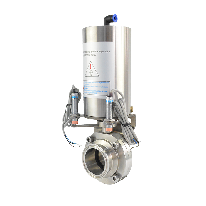 Pneumatic butterfly valve (+switch position feedback)
